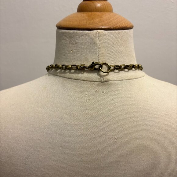 Gerard Yosca signed brass, serpentine & crystal rondelle statement necklace - Picture 6 of 6